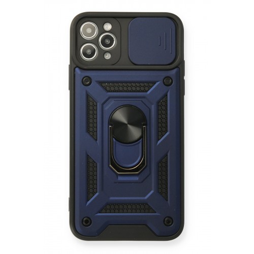 Newface iPhone 11 Pro Max Kılıf Pars Lens Yüzüklü Silikon - Lacivert
