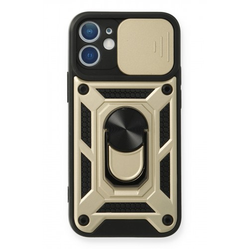 Newface iPhone 12 Kılıf Pars Lens Yüzüklü Silikon - Gold