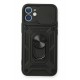 Newface iPhone 12 Mini Kılıf Pars Lens Yüzüklü Silikon - Siyah