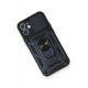 Newface iPhone 12 Mini Kılıf Pars Lens Yüzüklü Silikon - Lacivert
