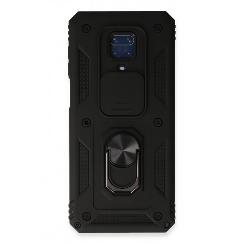Newface Xiaomi Redmi Note 9S Kılıf Pars Lens Yüzüklü Silikon - Siyah