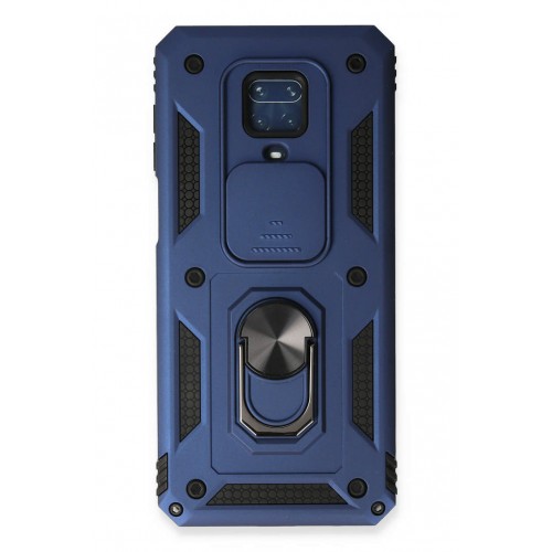 Newface Xiaomi Redmi Note 9 Pro Kılıf Pars Lens Yüzüklü Silikon - Lacivert
