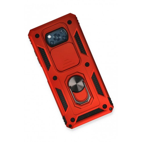 Newface Xiaomi Pocophone X3 Kılıf Pars Lens Yüzüklü Silikon - Kırmızı Newface Xiaomi Pocophone X3 Kılıf Pars Lens Yüzüklü Silikon - Kırmızı