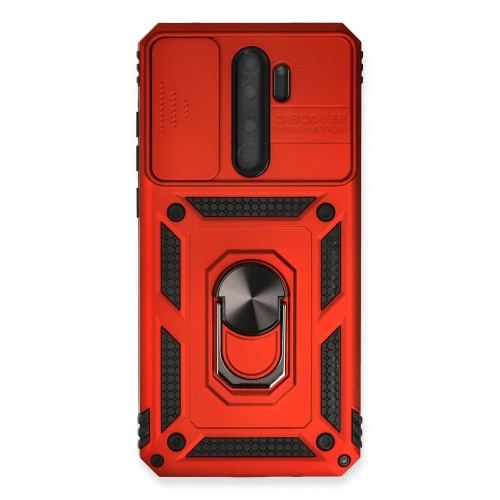 Newface Xiaomi Redmi Note 8 Pro Kılıf Pars Lens Yüzüklü Silikon - Kırmızı