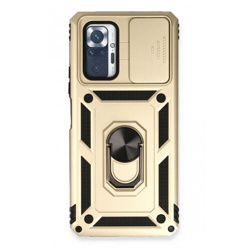 Newface Xiaomi Redmi Note 10 Pro Kılıf Pars Lens Yüzüklü Silikon - Gold