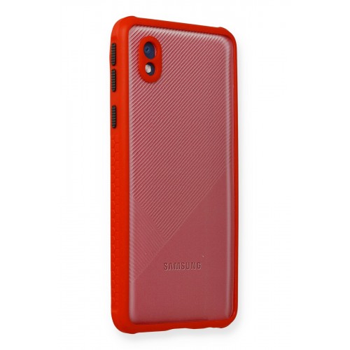 Newface Samsung Galaxy A01 Core Kılıf Miami Şeffaf Silikon  - Kırmızı