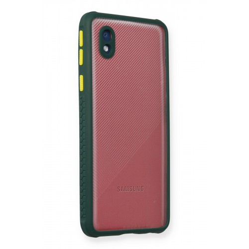 Newface Samsung Galaxy A01 Core Kılıf Miami Şeffaf Silikon  - Koyu Yeşil
