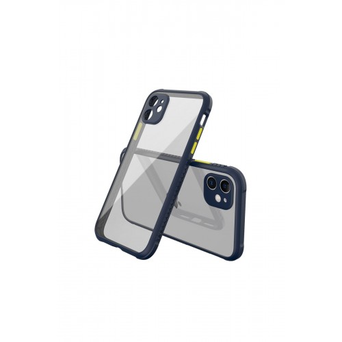 Newface iPhone 12 Mini Kılıf Miami Şeffaf Silikon  - Lacivert