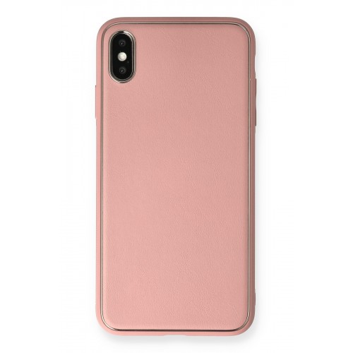 Newface iPhone XS Max Kılıf Coco Deri Silikon Kapak - Pembe
