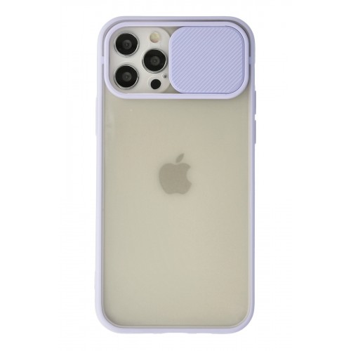 Newface iPhone 12 Pro Kılıf Palm Buzlu Kamera Sürgülü Silikon - Lila