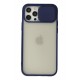 Newface iPhone 12 Pro Kılıf Palm Buzlu Kamera Sürgülü Silikon - Lacivert