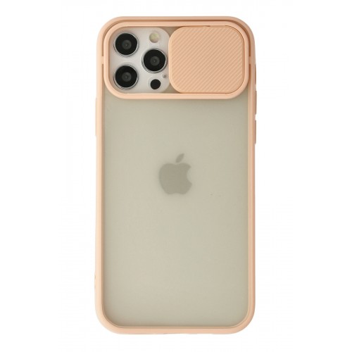 Newface iPhone 12 Pro Kılıf Palm Buzlu Kamera Sürgülü Silikon - Pembe