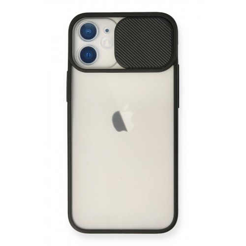 Newface iPhone 12 Mini Kılıf Palm Buzlu Kamera Sürgülü Silikon - Siyah