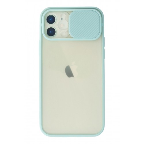 Newface iPhone 12 Kılıf Palm Buzlu Kamera Sürgülü Silikon - Turkuaz