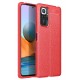 Newface Xiaomi Redmi Note 10 Pro Kılıf Focus Derili Silikon - Kırmızı