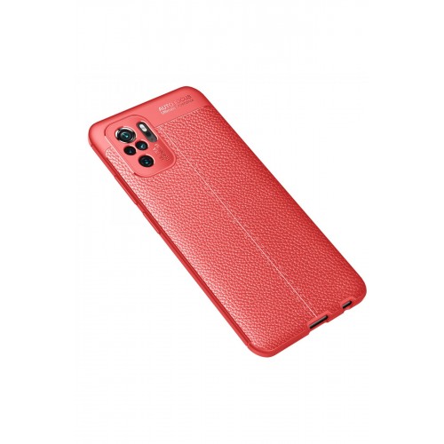 Newface Xiaomi Redmi Note 10S Kılıf Focus Derili Silikon - Kırmızı Newface Xiaomi Redmi Note 10S Kılıf Focus Derili Silikon - Kırmızı