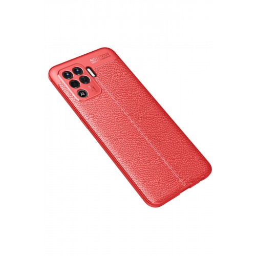 Newface Oppo Reno 5 Lite Kılıf Focus Derili Silikon - Kırmızı Newface Oppo Reno 5 Lite Kılıf Focus Derili Silikon - Kırmızı