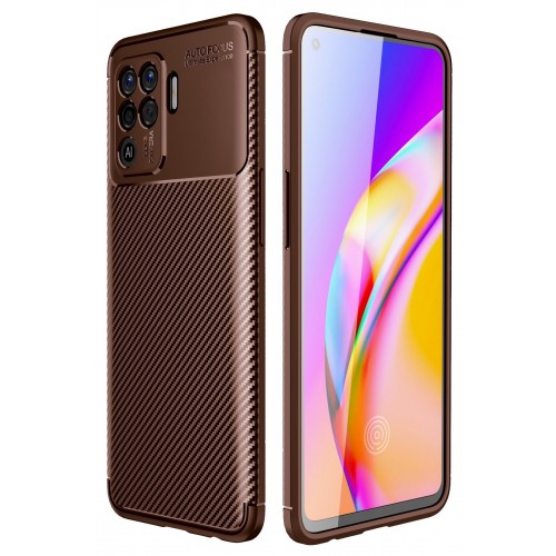 Newface Oppo Reno 5 Lite Kılıf Focus Karbon Silikon - Kahverengi Newface Oppo Reno 5 Lite Kılıf Focus Karbon Silikon - Kahverengi