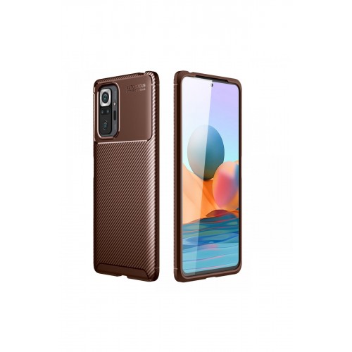 Newface Xiaomi Redmi Note 10 Pro Kılıf Focus Karbon Silikon - Kahverengi Newface Xiaomi Redmi Note 10 Pro Kılıf Focus Karbon Silikon - Kahverengi