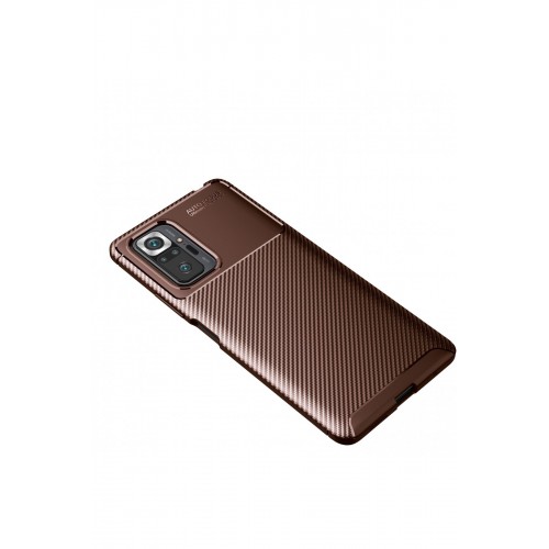 Newface Xiaomi Redmi Note 10 Pro Kılıf Focus Karbon Silikon - Kahverengi Newface Xiaomi Redmi Note 10 Pro Kılıf Focus Karbon Silikon - Kahverengi