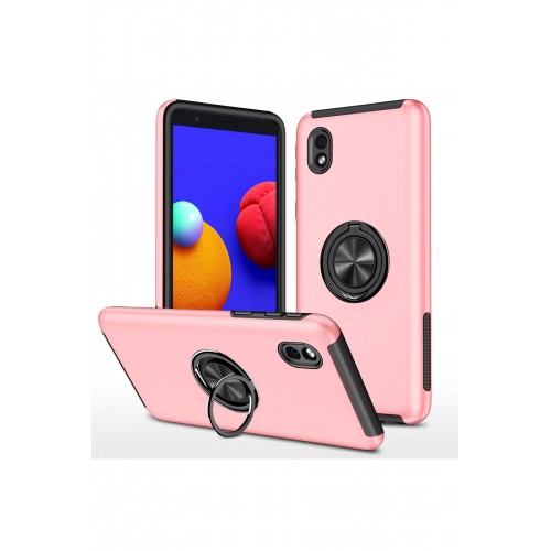 Newface Samsung Galaxy A01 Core Kılıf Elit Yüzüklü Kapak - Pembe