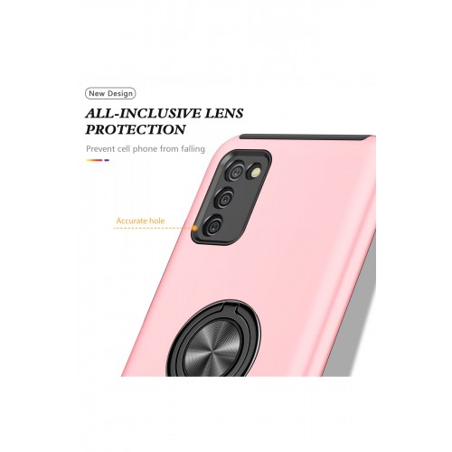 Newface Samsung Galaxy A02S Kılıf Elit Yüzüklü Kapak - Pembe Newface Samsung Galaxy A02S Kılıf Elit Yüzüklü Kapak - Pembe
