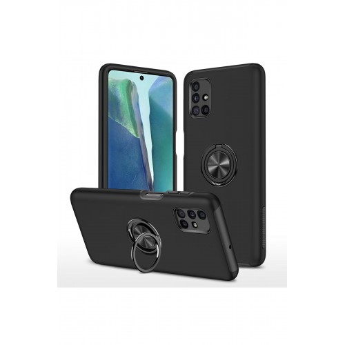 Newface Samsung Galaxy M51 Kılıf Elit Yüzüklü Kapak - Siyah
