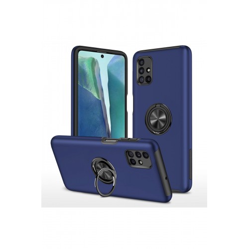 Newface Samsung Galaxy M51 Kılıf Elit Yüzüklü Kapak - Lacivert