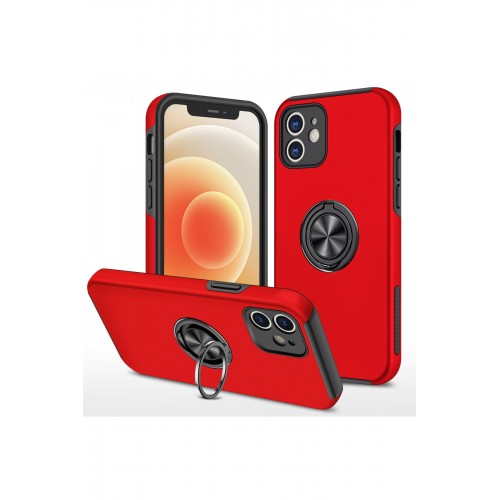 Newface iPhone 12 Mini Kılıf Elit Yüzüklü Kapak - Kırmızı