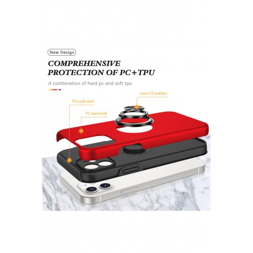 Newface iPhone 12 Mini Kılıf Elit Yüzüklü Kapak - Kırmızı Newface iPhone 12 Mini Kılıf Elit Yüzüklü Kapak - Kırmızı