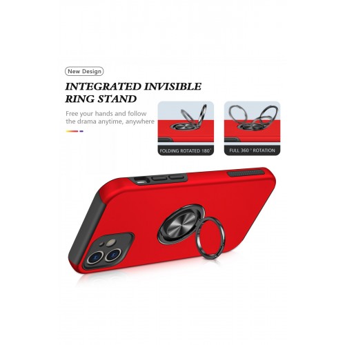 Newface iPhone 12 Mini Kılıf Elit Yüzüklü Kapak - Kırmızı Newface iPhone 12 Mini Kılıf Elit Yüzüklü Kapak - Kırmızı