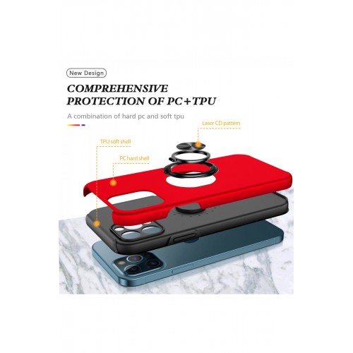 Newface iPhone 12 Pro Max Kılıf Elit Yüzüklü Kapak - Kırmızı Newface iPhone 12 Pro Max Kılıf Elit Yüzüklü Kapak - Kırmızı