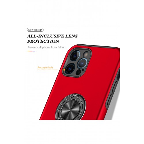 Newface iPhone 12 Pro Max Kılıf Elit Yüzüklü Kapak - Kırmızı Newface iPhone 12 Pro Max Kılıf Elit Yüzüklü Kapak - Kırmızı