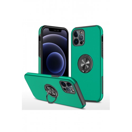 Newface iPhone 12 Pro Max Kılıf Elit Yüzüklü Kapak - Yeşil