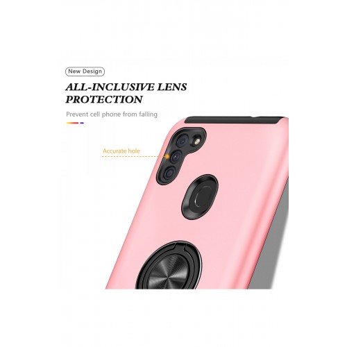 Newface Samsung Galaxy A11 Kılıf Elit Yüzüklü Kapak - Pembe Newface Samsung Galaxy A11 Kılıf Elit Yüzüklü Kapak - Pembe