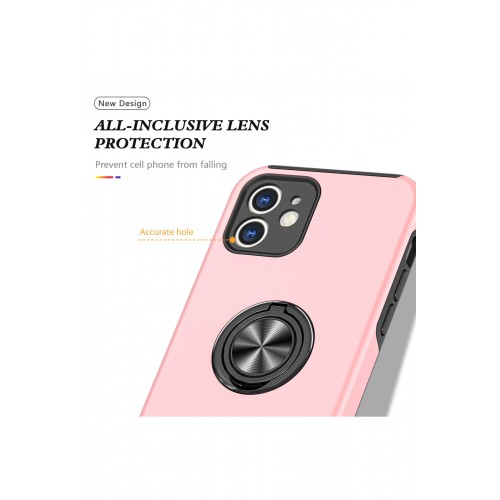 Newface iPhone 12 Kılıf Elit Yüzüklü Kapak - Pembe Newface iPhone 12 Kılıf Elit Yüzüklü Kapak - Pembe
