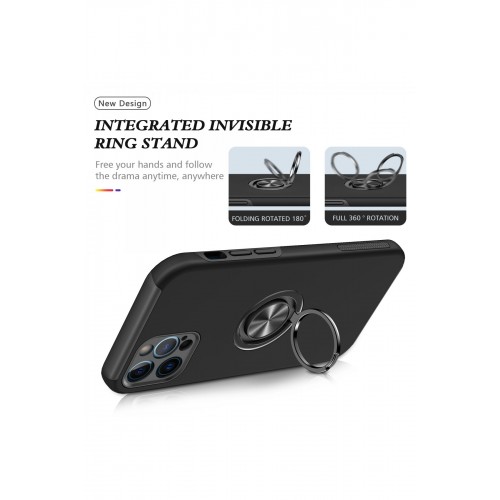 Newface iPhone 12 Pro Kılıf Elit Yüzüklü Kapak - Siyah Newface iPhone 12 Pro Kılıf Elit Yüzüklü Kapak - Siyah
