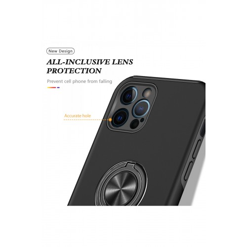 Newface iPhone 12 Pro Kılıf Elit Yüzüklü Kapak - Siyah Newface iPhone 12 Pro Kılıf Elit Yüzüklü Kapak - Siyah