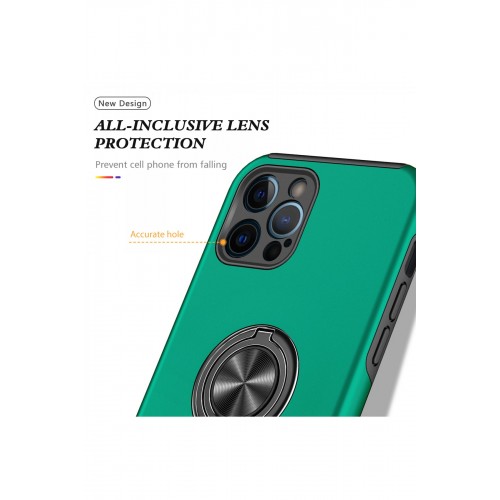 Newface iPhone 12 Pro Kılıf Elit Yüzüklü Kapak - Yeşil Newface iPhone 12 Pro Kılıf Elit Yüzüklü Kapak - Yeşil