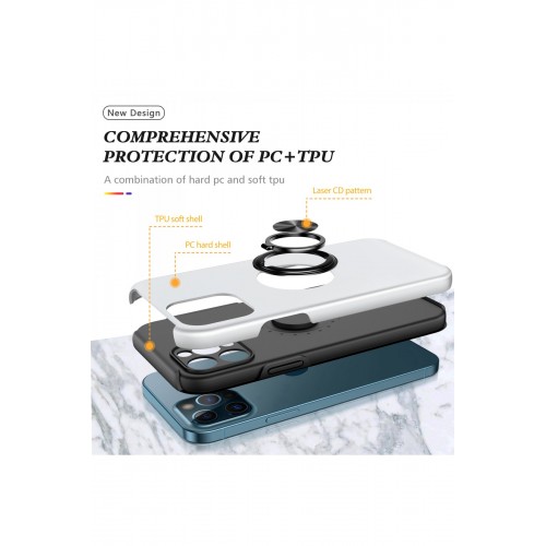 Newface iPhone 12 Pro Kılıf Elit Yüzüklü Kapak - Gümüş Newface iPhone 12 Pro Kılıf Elit Yüzüklü Kapak - Gümüş