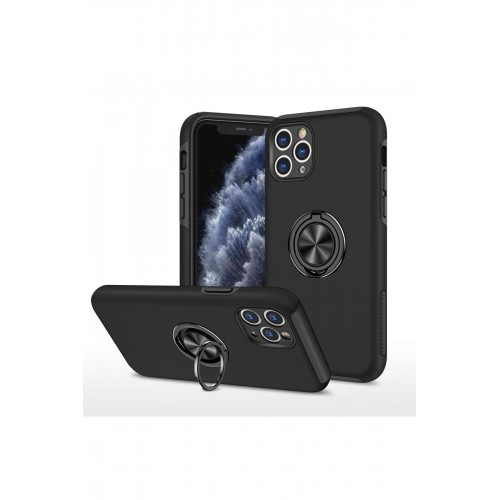 Newface iPhone 11 Pro Kılıf Elit Yüzüklü Kapak - Siyah