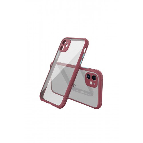 Newface iPhone 12 Mini Kılıf Miami Şeffaf Silikon  - Fuşya