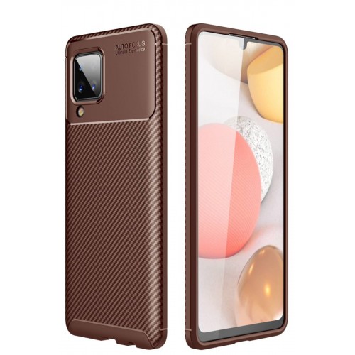 Newface Samsung Galaxy M12 Kılıf Focus Karbon Silikon - Kahverengi Newface Samsung Galaxy M12 Kılıf Focus Karbon Silikon - Kahverengi