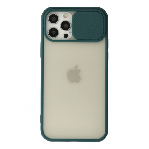 Newface iPhone 12 Pro Kılıf Palm Buzlu Kamera Sürgülü Silikon - Yeşil