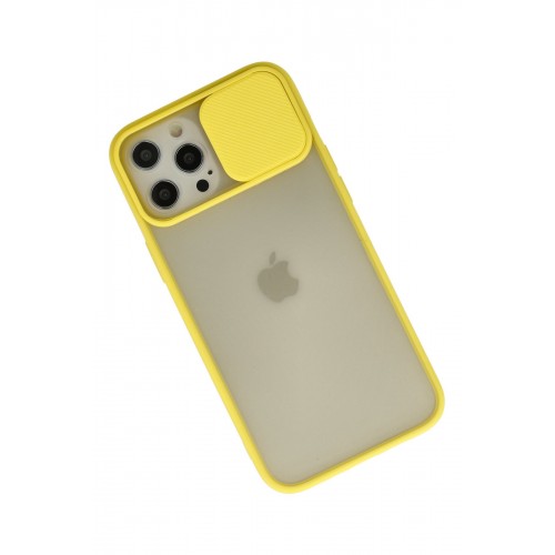 Newface iPhone 12 Pro Max Kılıf Palm Buzlu Kamera Sürgülü Silikon - Sarı Newface iPhone 12 Pro Max Kılıf Palm Buzlu Kamera Sürgülü Silikon - Sarı