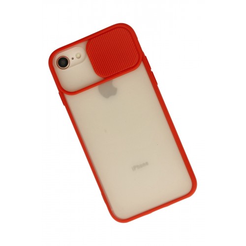 Newface iPhone 7 Kılıf Palm Buzlu Kamera Sürgülü Silikon - Kırmızı Newface iPhone 7 Kılıf Palm Buzlu Kamera Sürgülü Silikon - Kırmızı