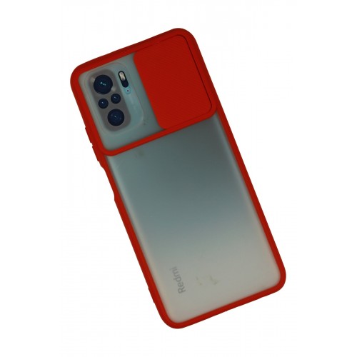 Newface Xiaomi Redmi Note 10 Kılıf Palm Buzlu Kamera Sürgülü Silikon - Kırmızı Newface Xiaomi Redmi Note 10 Kılıf Palm Buzlu Kamera Sürgülü Silikon - Kırmızı