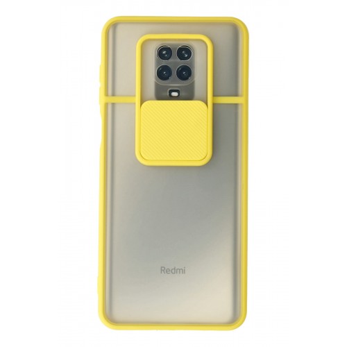 Newface Xiaomi Redmi Note 9S Kılıf Palm Buzlu Kamera Sürgülü Silikon - Sarı