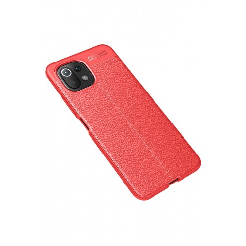Newface Xiaomi Mİ 11 Lite Kılıf Focus Derili Silikon - Kırmızı Newface Xiaomi Mİ 11 Lite Kılıf Focus Derili Silikon - Kırmızı