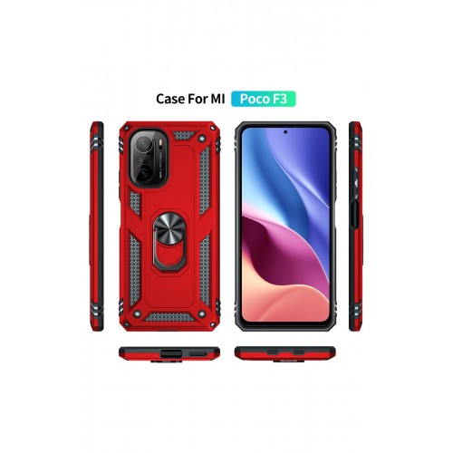 Newface Xiaomi Redmi K40 Kılıf Sofya Yüzüklü Silikon Kapak - Kırmızı Newface Xiaomi Redmi K40 Kılıf Sofya Yüzüklü Silikon Kapak - Kırmızı